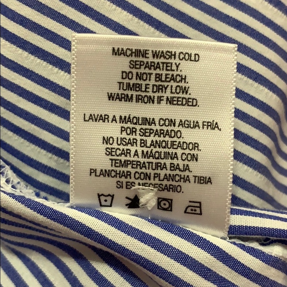 attention blue pinstripe button down blouse - Picture 9 of 9